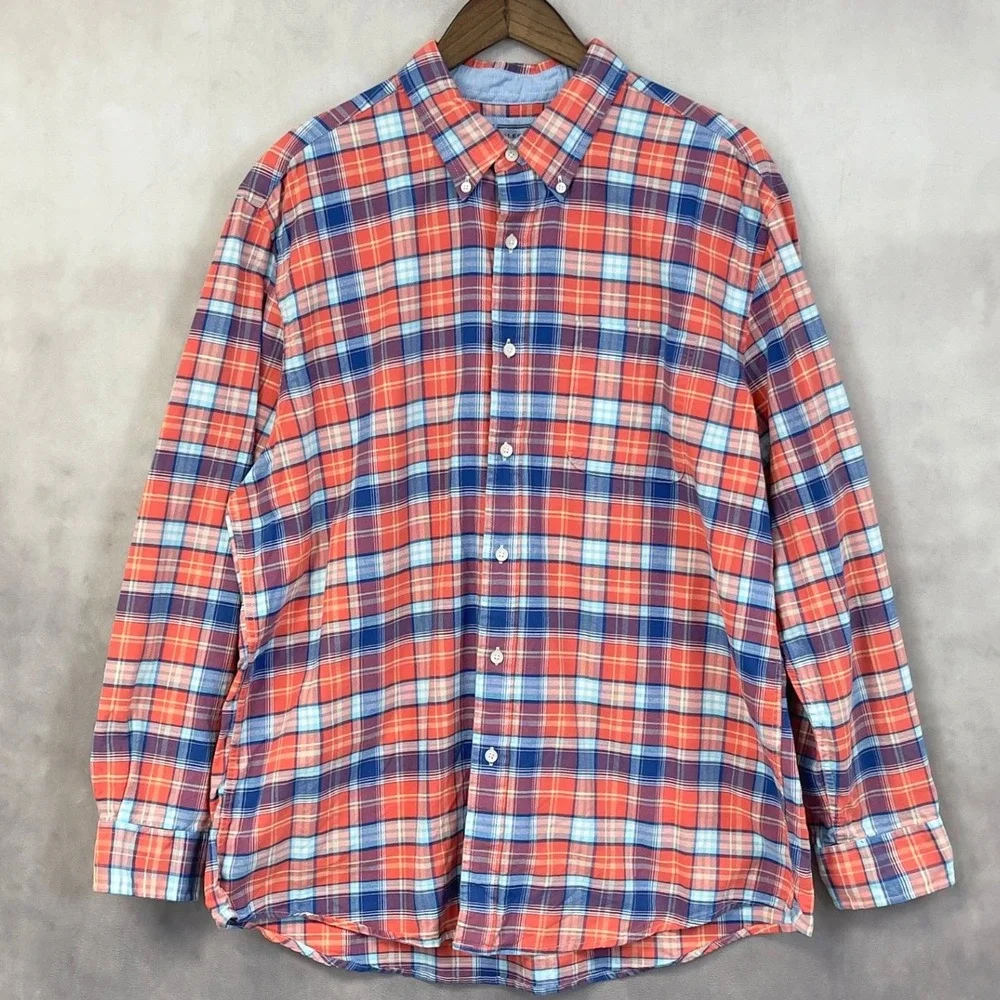 Saddlebred Vintage Oxford Shirt Mens XL Plaid Button Down‎ Preppy Americana